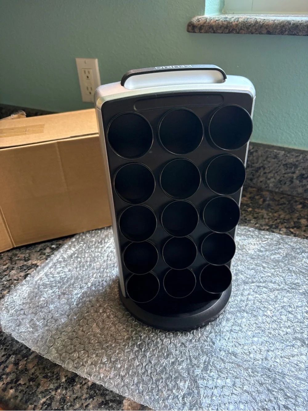 Rotating 30- Slot K-Cup Rack Organizer - Silver & Black
